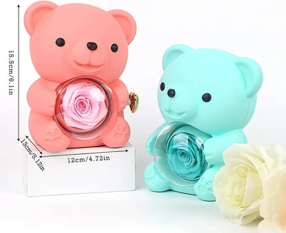 Teddy Bear Gift Box with Eternal Rose