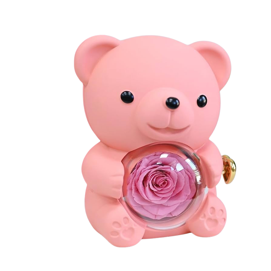 Teddy Bear Gift Box with Eternal Rose