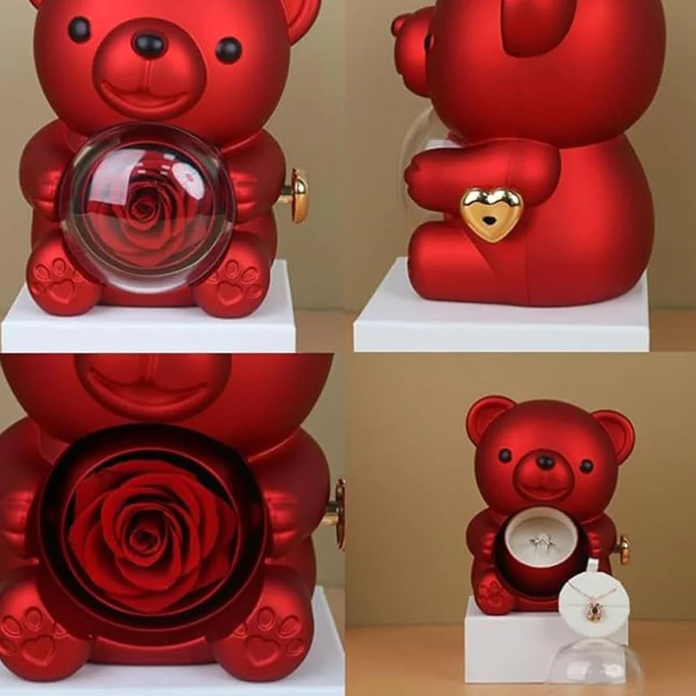 Teddy Bear Gift Box with Eternal Rose