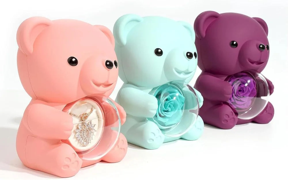 Teddy Bear Gift Box with Eternal Rose